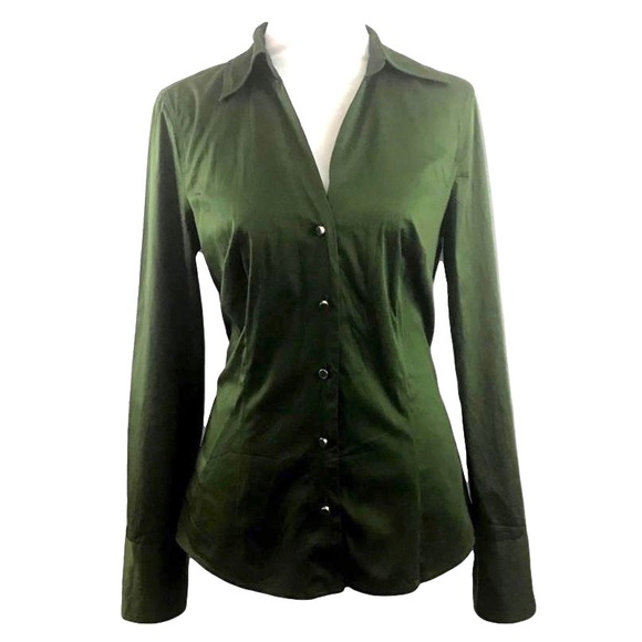 Ann Taylor Tops - Ann Taylor Forest Green Button Down Stretch Top